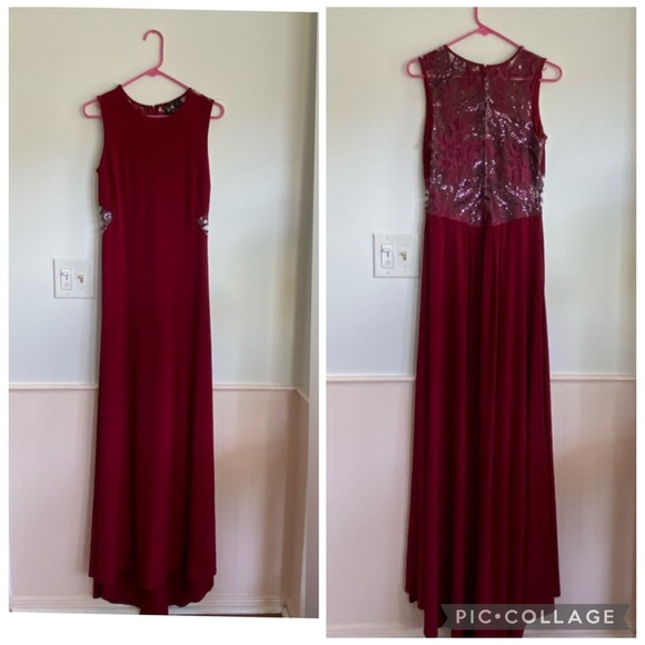 Windsor Dresses & Skirts - Windsor Burgundy Red Evening Formal Dress Floral Lace